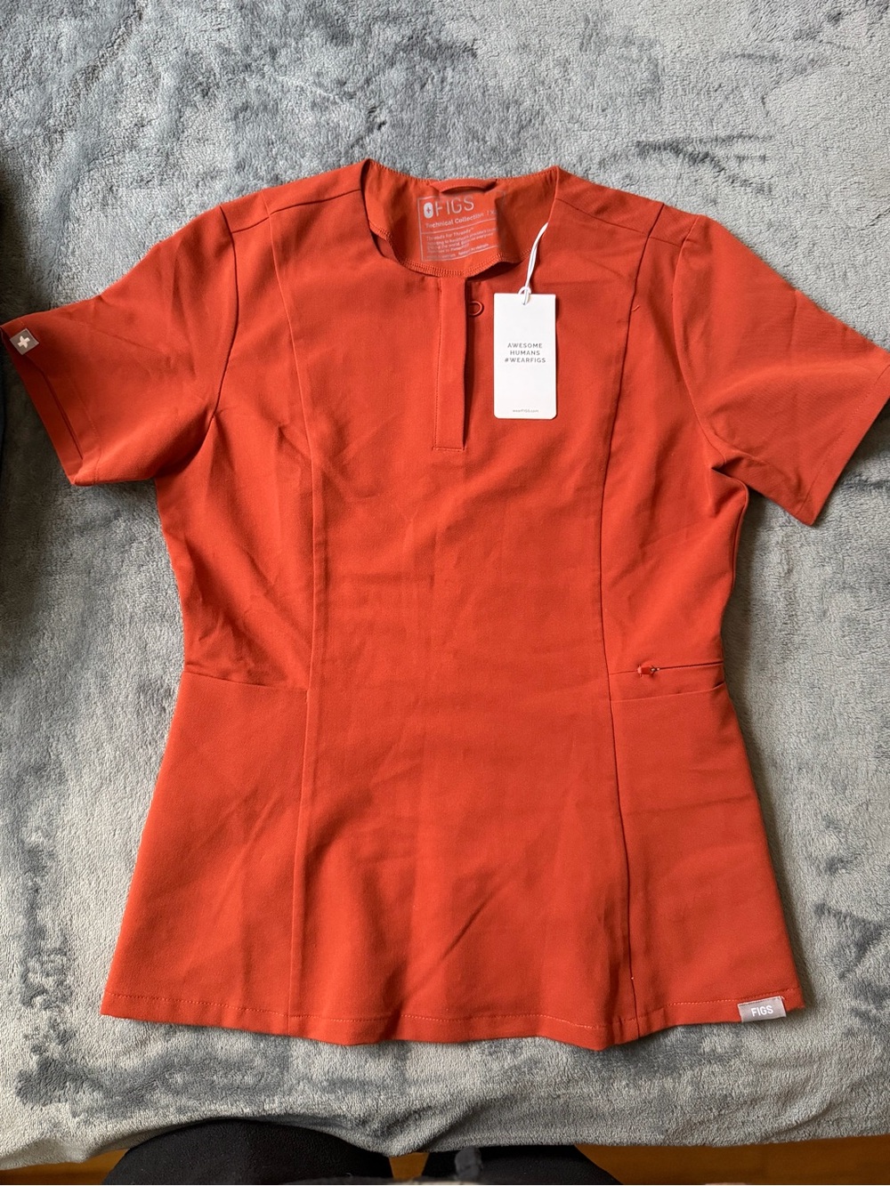 Figs Women's Burnt Orange Short Sleeve Medical Top